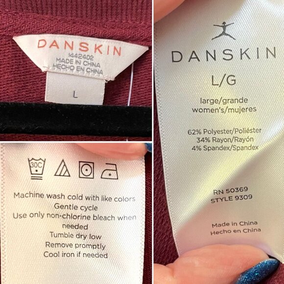 Danskin Tulip Hem Short Sleeved Tunic Top for Women Sz L in Cranberry Garnet Red - Picture 9 of 16